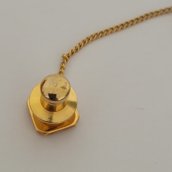 Yves Saint Laurent YSL Tie Necktie Pin Silver Gold Tone Logo Square Vintage - Picture 3 of 6